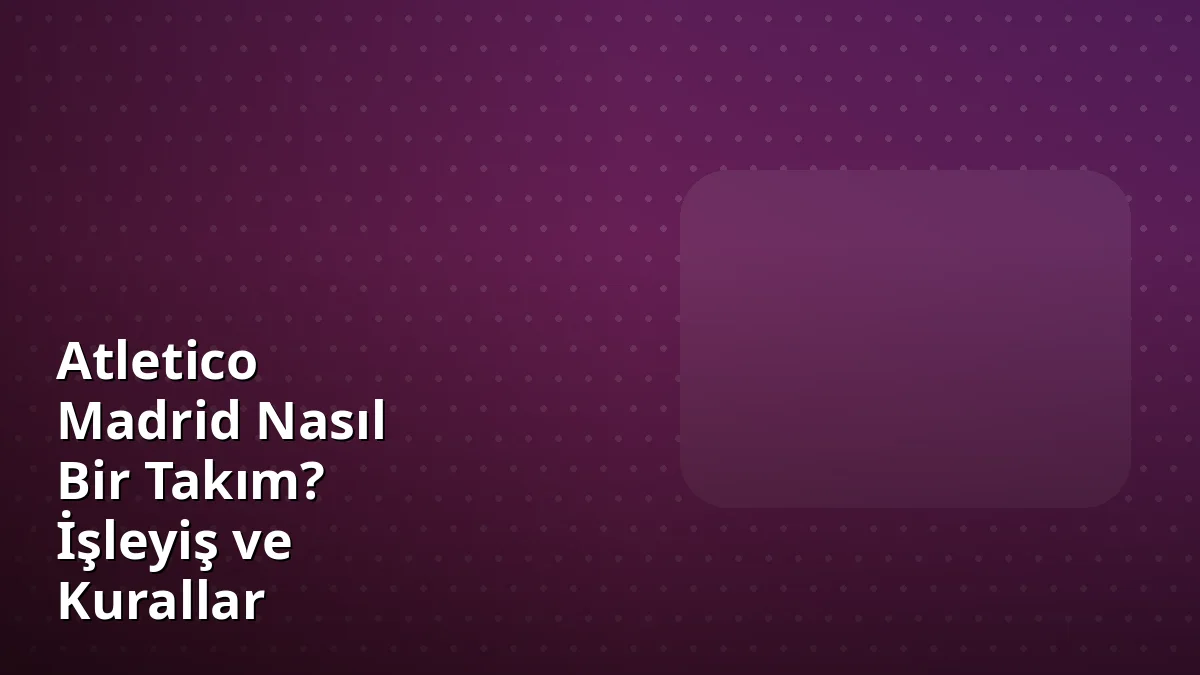 Atletico Madrid Nasıl Bir Takım? İşleyiş ve Kurallar
