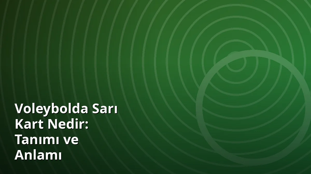 Voleybolda Sarı Kart Nedir: Tanımı ve Anlamı
